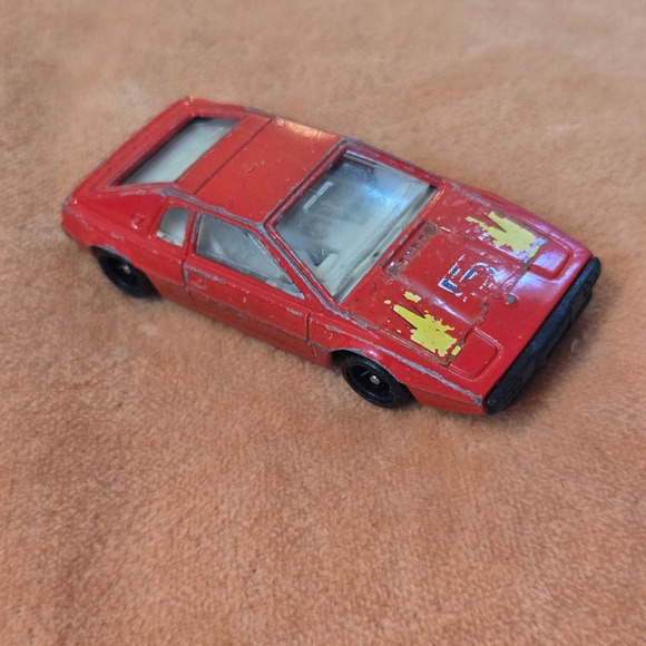 VTG Lotus Esprit Model Toy Race Car Red Diecast Toy Made In Hong Kong Flames